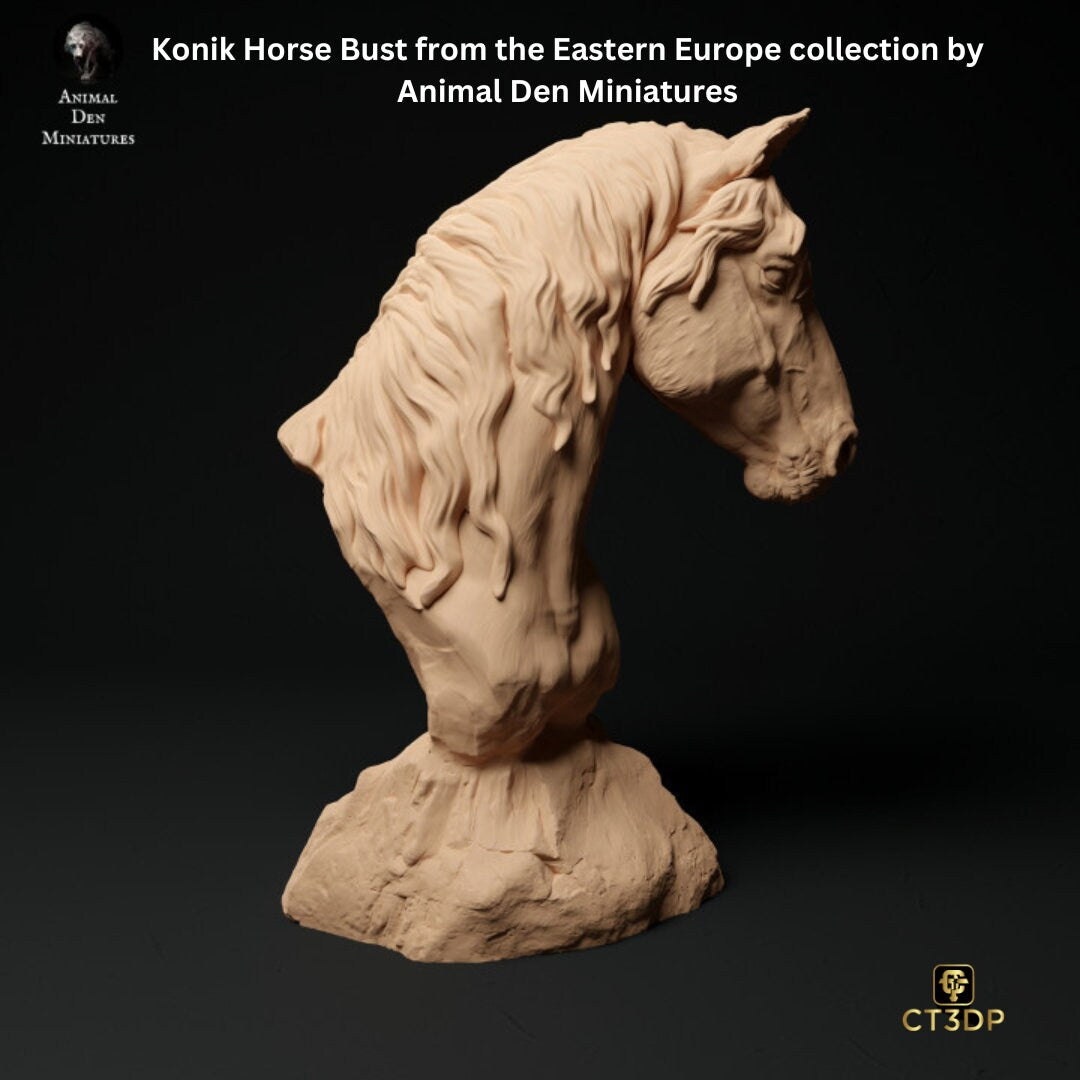 Konik Horse Bust from the Eastern Europe Collection by Animal Den Miniatures