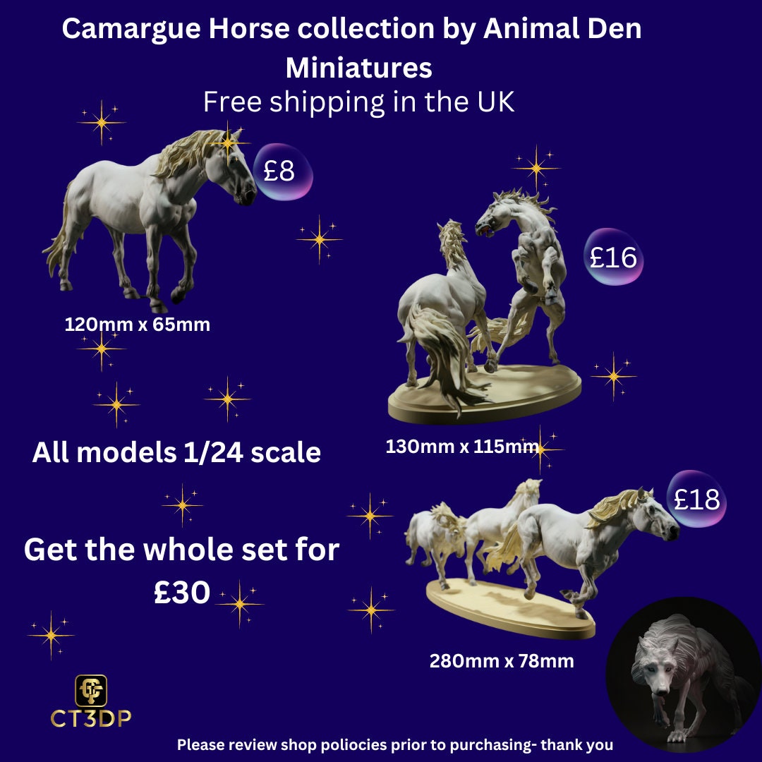 Camargue Miniature Horse collection by Animal Den Miniatures- collectible miniatures as single models or get the whole set
