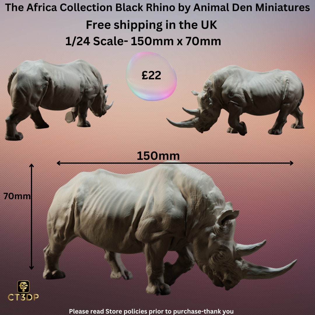 The Africa Collection by Animal Den Miniatures-The Black Rhino-perfect for your miniature animal collection