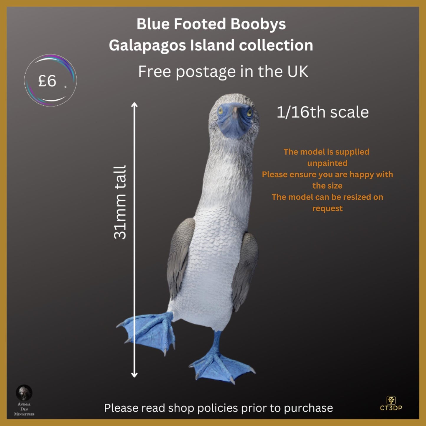 Blue Footed Booby Miniature: Galapagos Island Animal Model