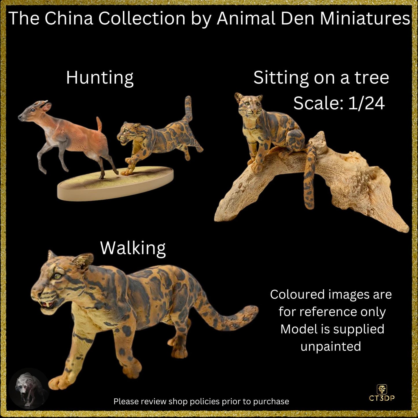 Clouded Leopard Miniature Figurine - Animal Den Collectible