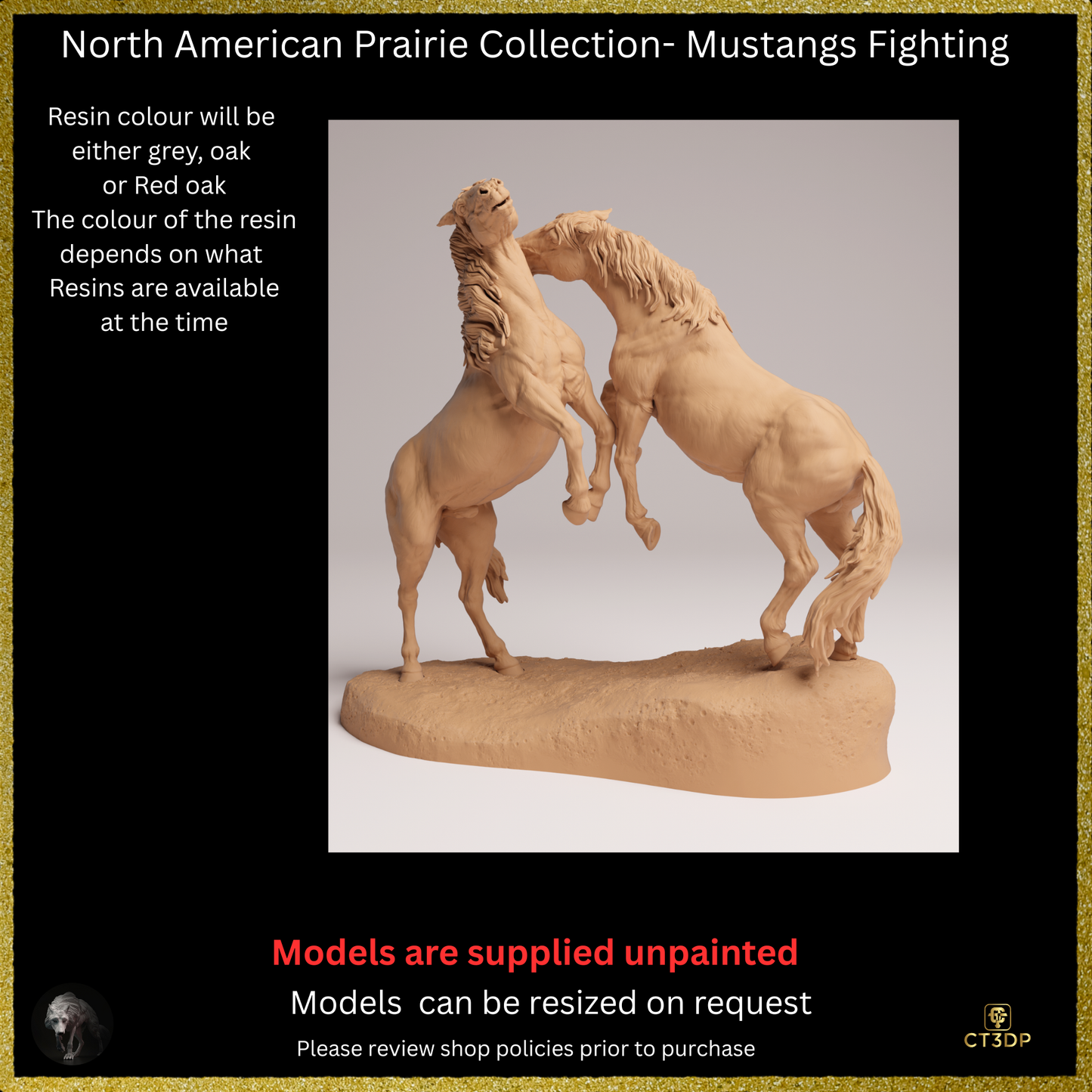 3D Resin printed Mustangs Fighting from the North American Prairies Collection