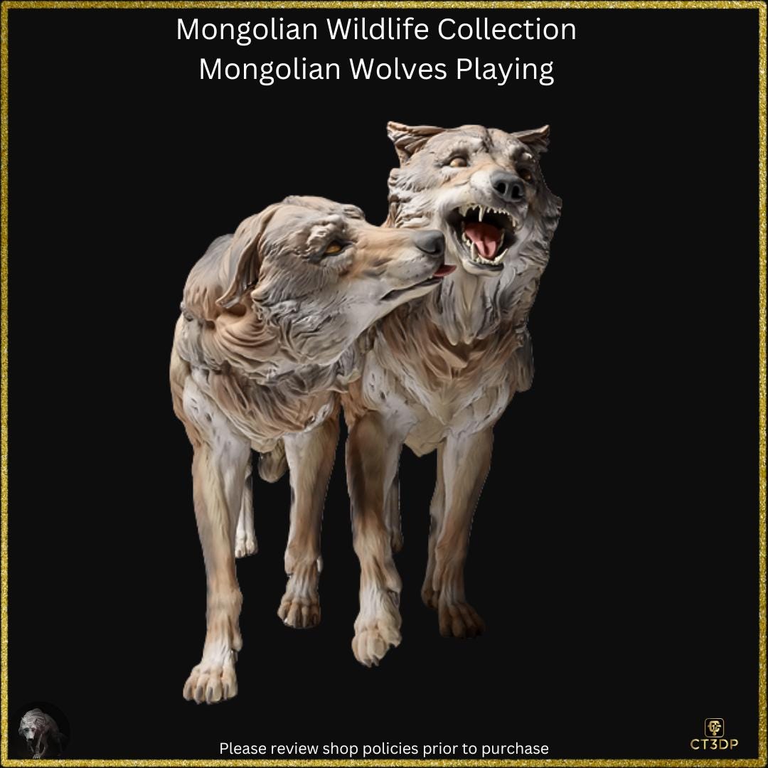 Mongolian Wolves Figurine: Wildlife Collection, Detailed Model