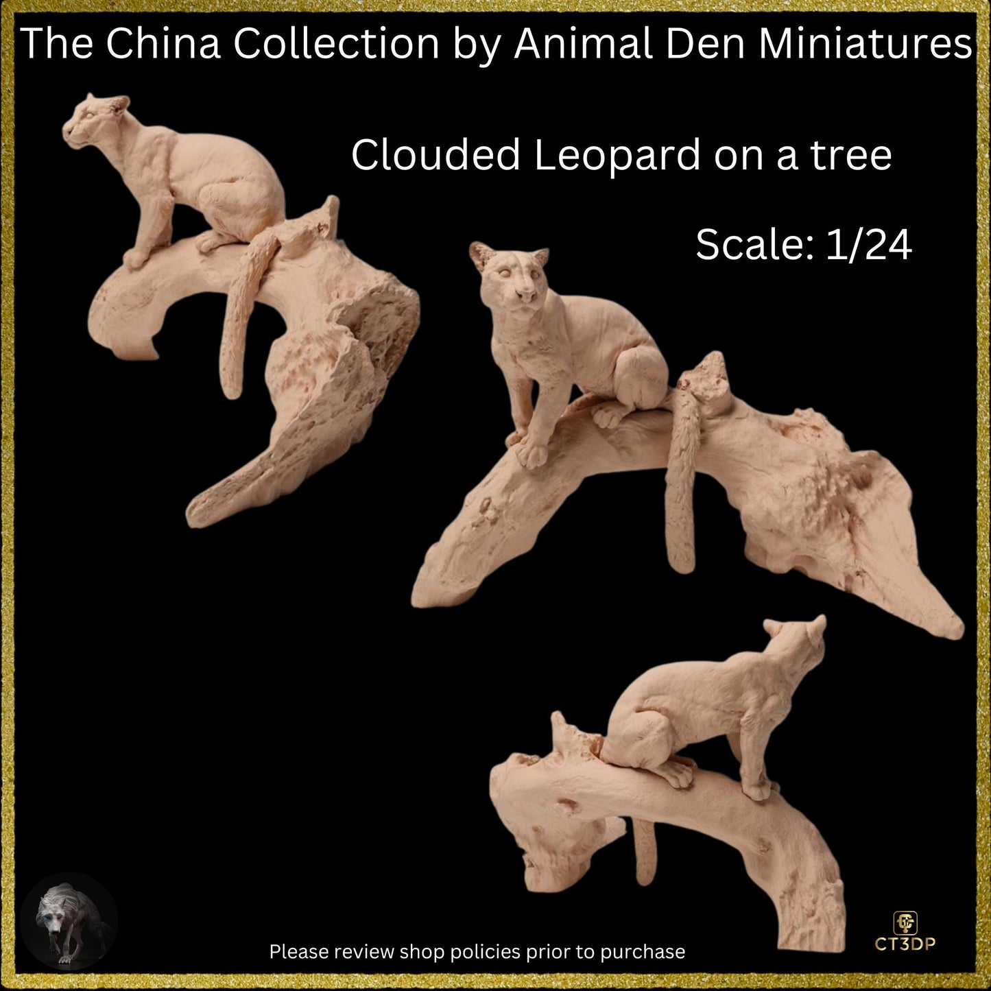 Clouded Leopard Miniature Figurine - Animal Den Collectible