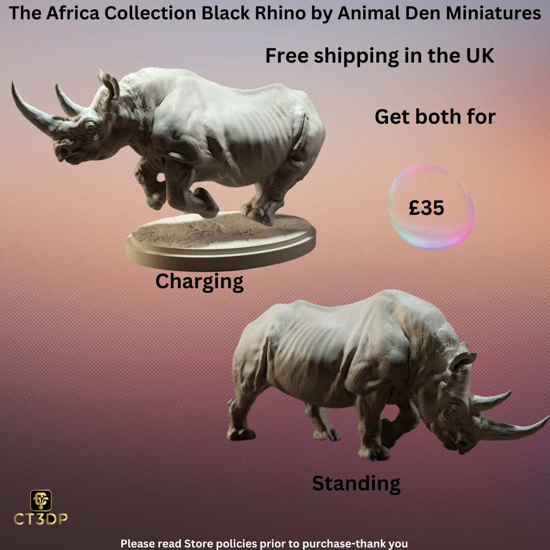 The Africa Collection by Animal Den Miniatures-The Black Rhino-perfect for your miniature animal collection