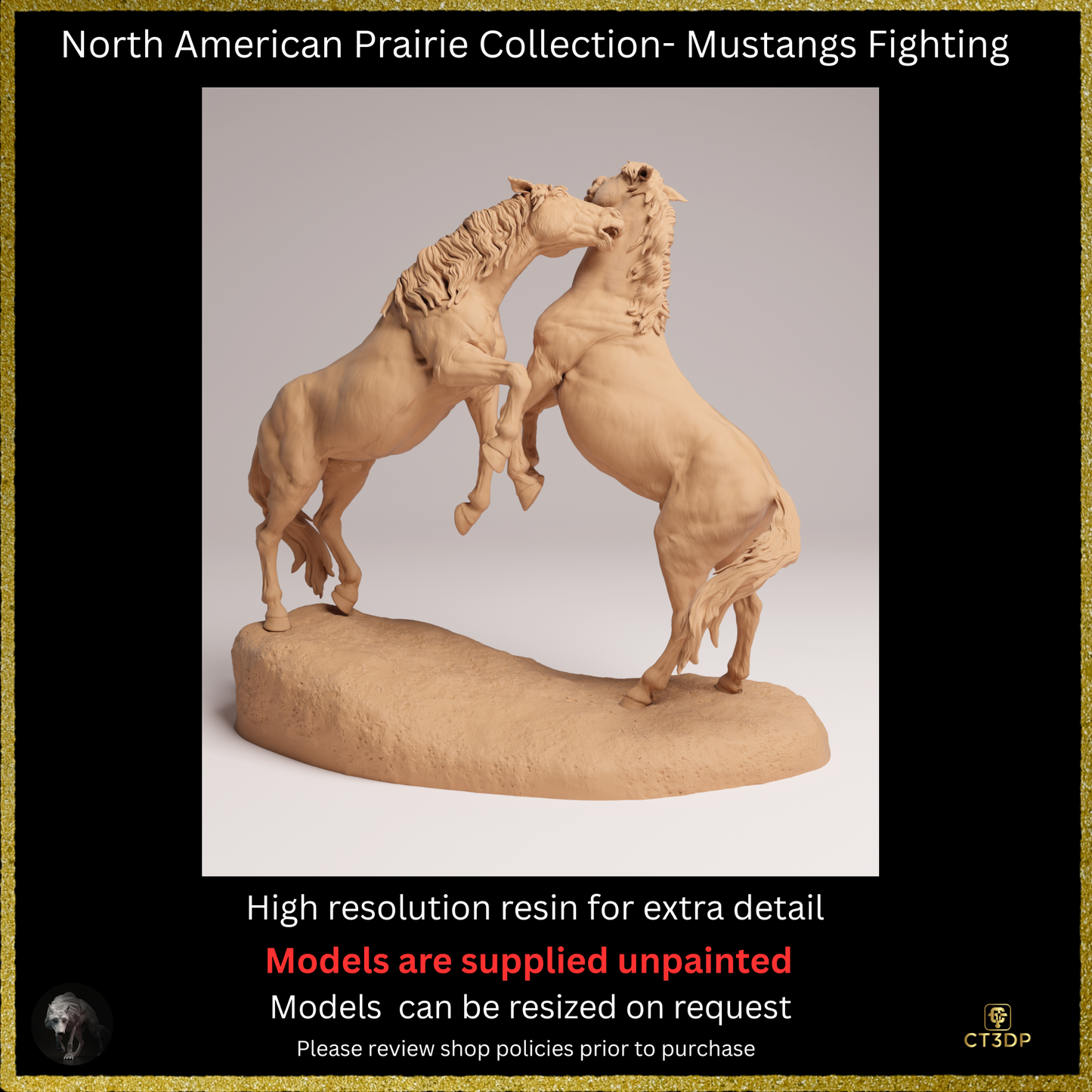 3D Resin printed Mustangs Fighting from the North American Prairies Collection
