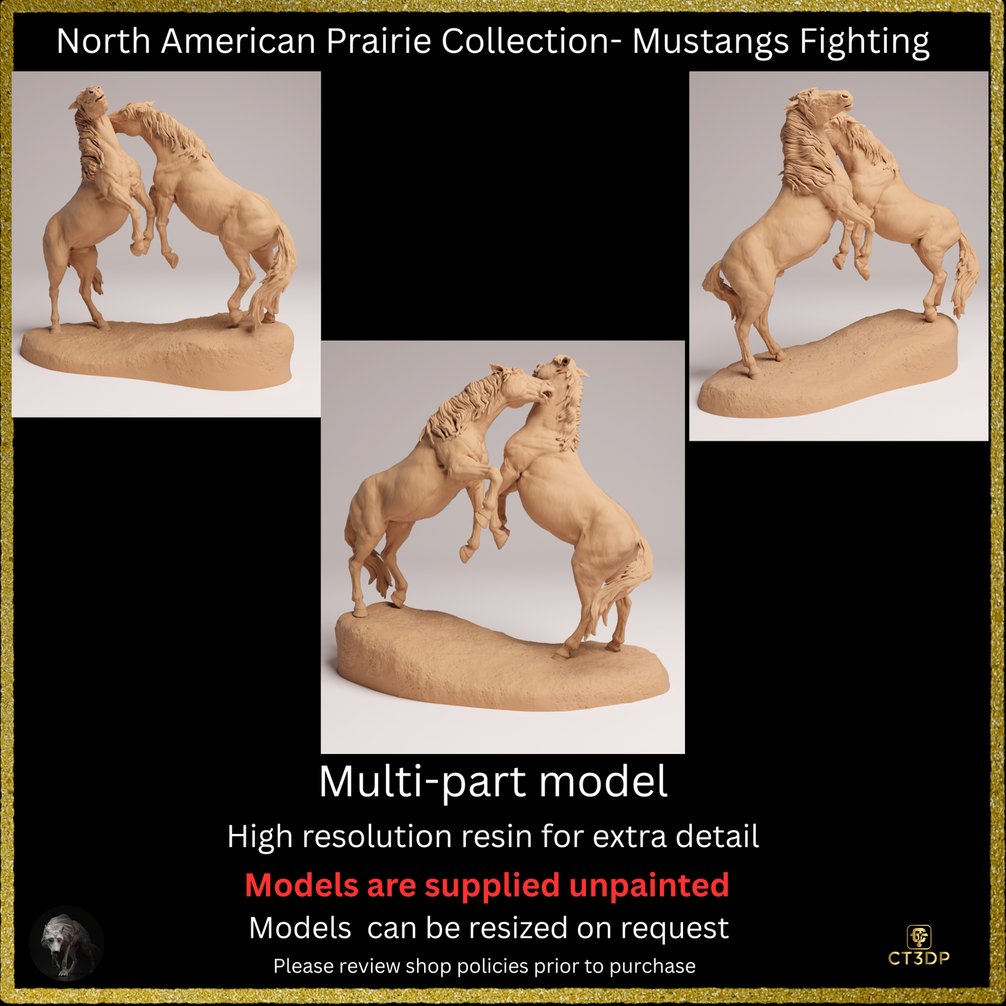 3D Resin printed Mustangs Fighting from the North American Prairies Collection