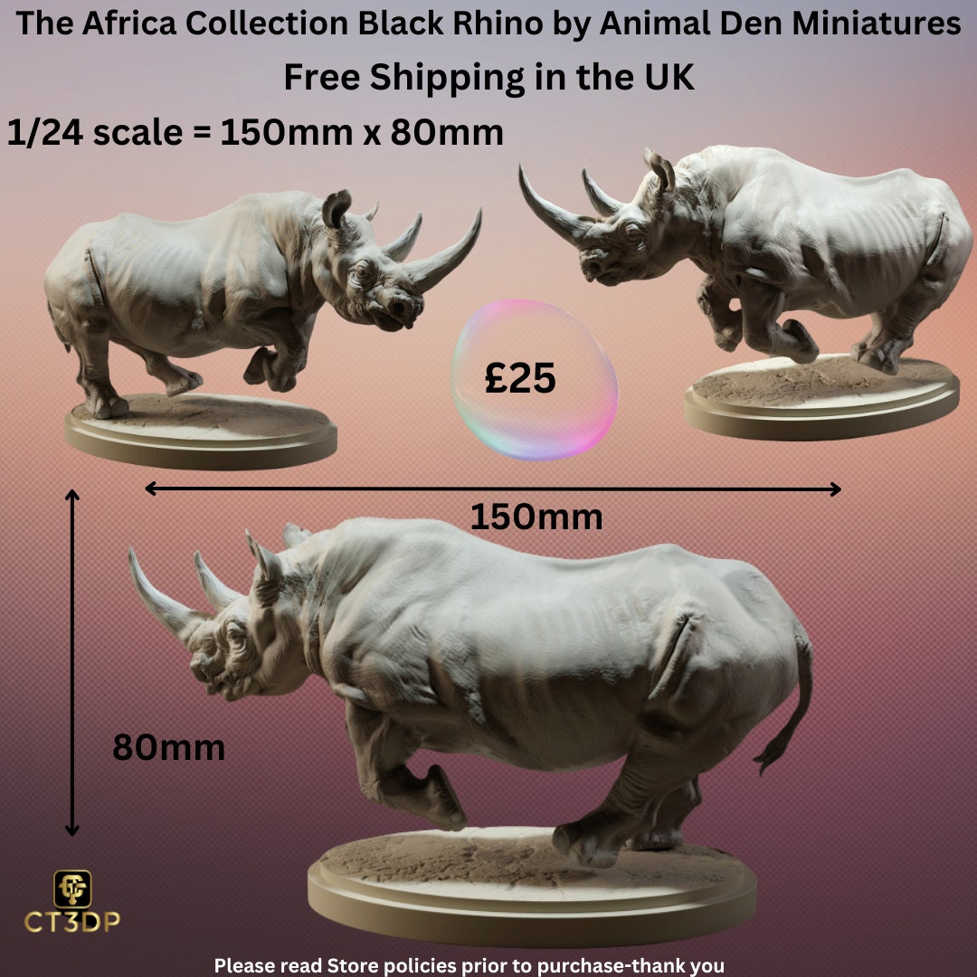 The Africa Collection by Animal Den Miniatures-The Black Rhino-perfect for your miniature animal collection