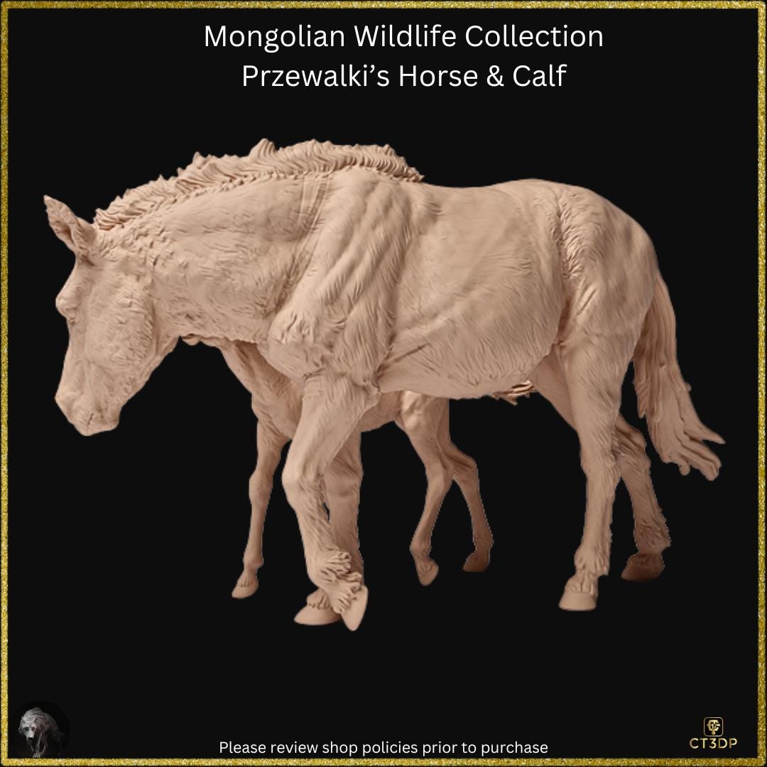 The Mongolian Wild Life Collection- Przewalski mare with Foal- Just a superb miniature