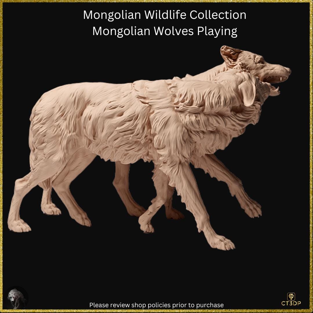 Mongolian Wolves Figurine: Wildlife Collection, Detailed Model