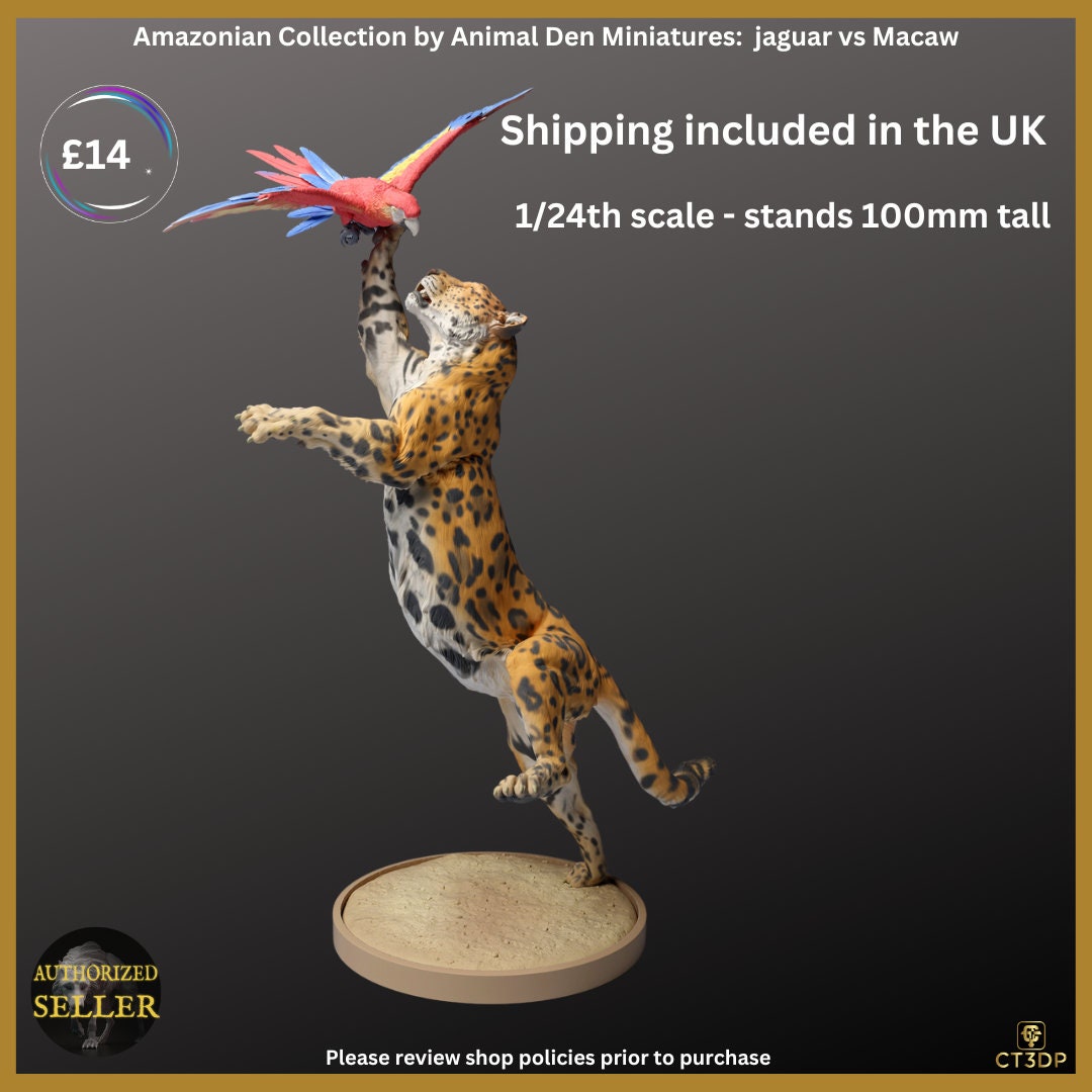Jaguar vs Macaw Miniature: Amazon Animal Den Model