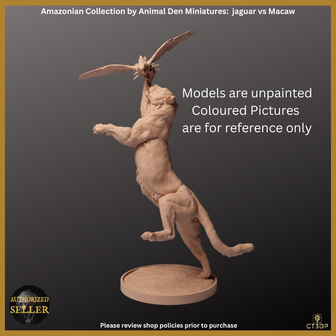 Jaguar vs Macaw Miniature: Amazon Animal Den Model
