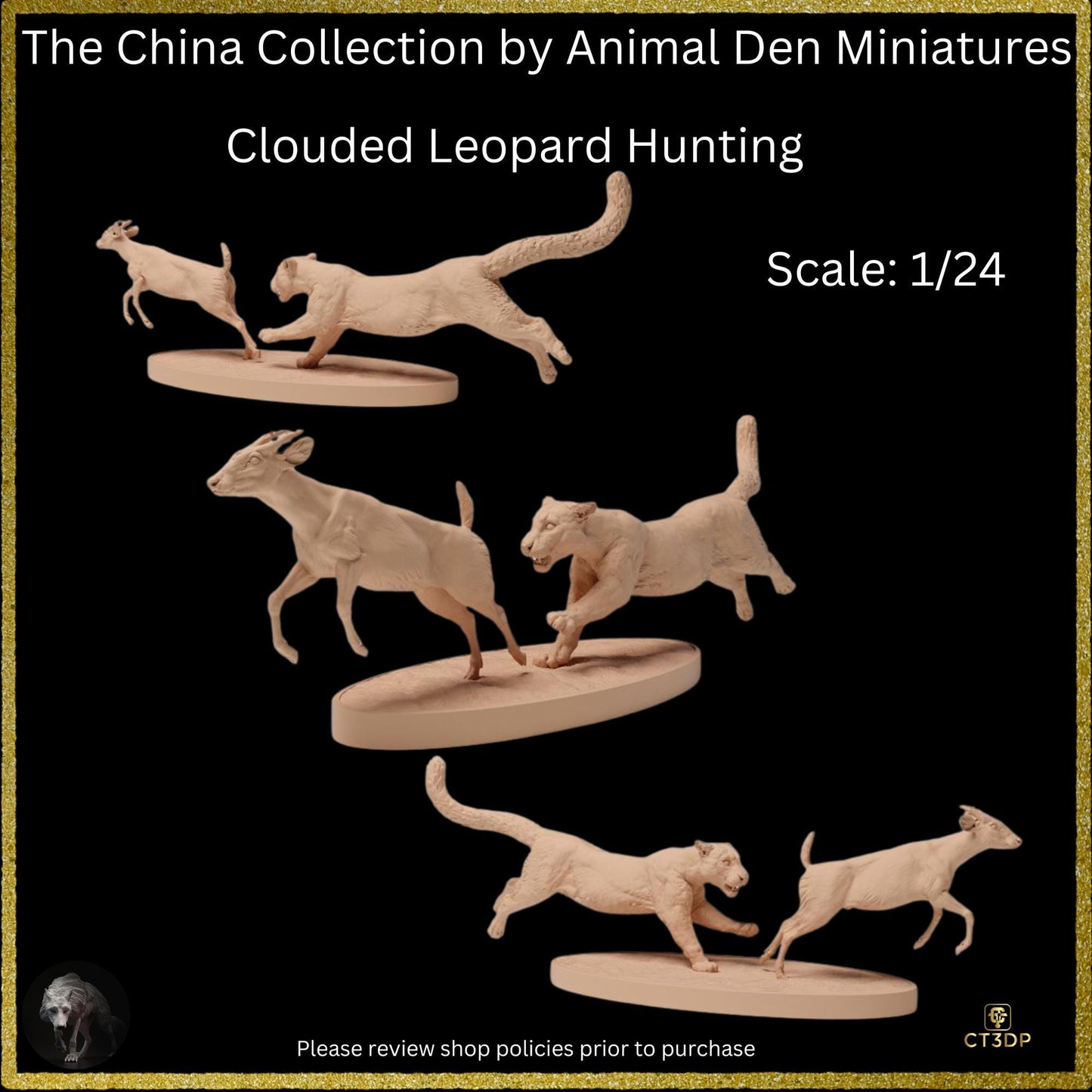 Clouded Leopard Miniature Figurine - Animal Den Collectible