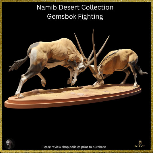 Namib Desert Collection- 2 Fighting Gemsbok- Model can be printed either 1/12th scale and at 1/24th scale