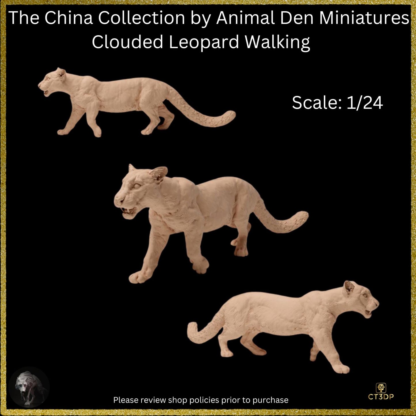 Clouded Leopard Miniature Figurine - Animal Den Collectible