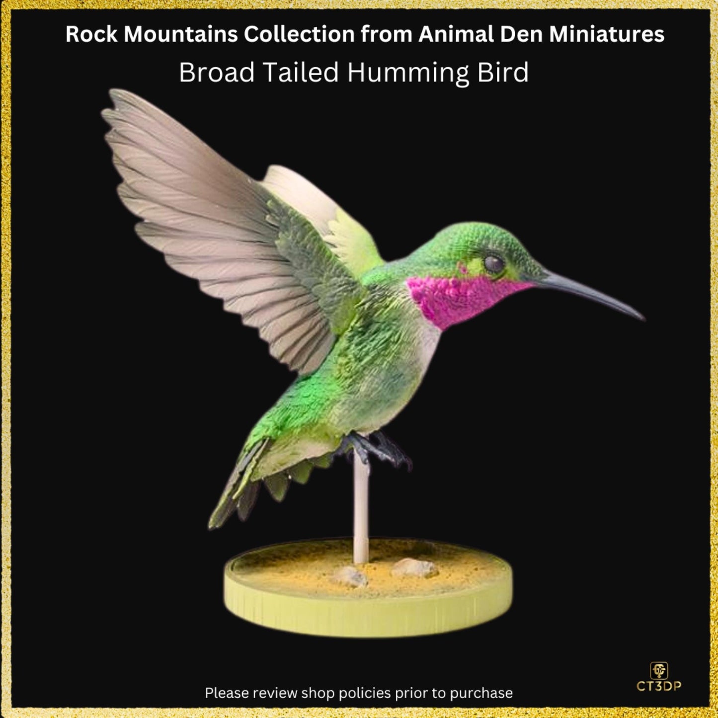 Broad-Tailed Hummingbird Miniature: Detailed Resin Model