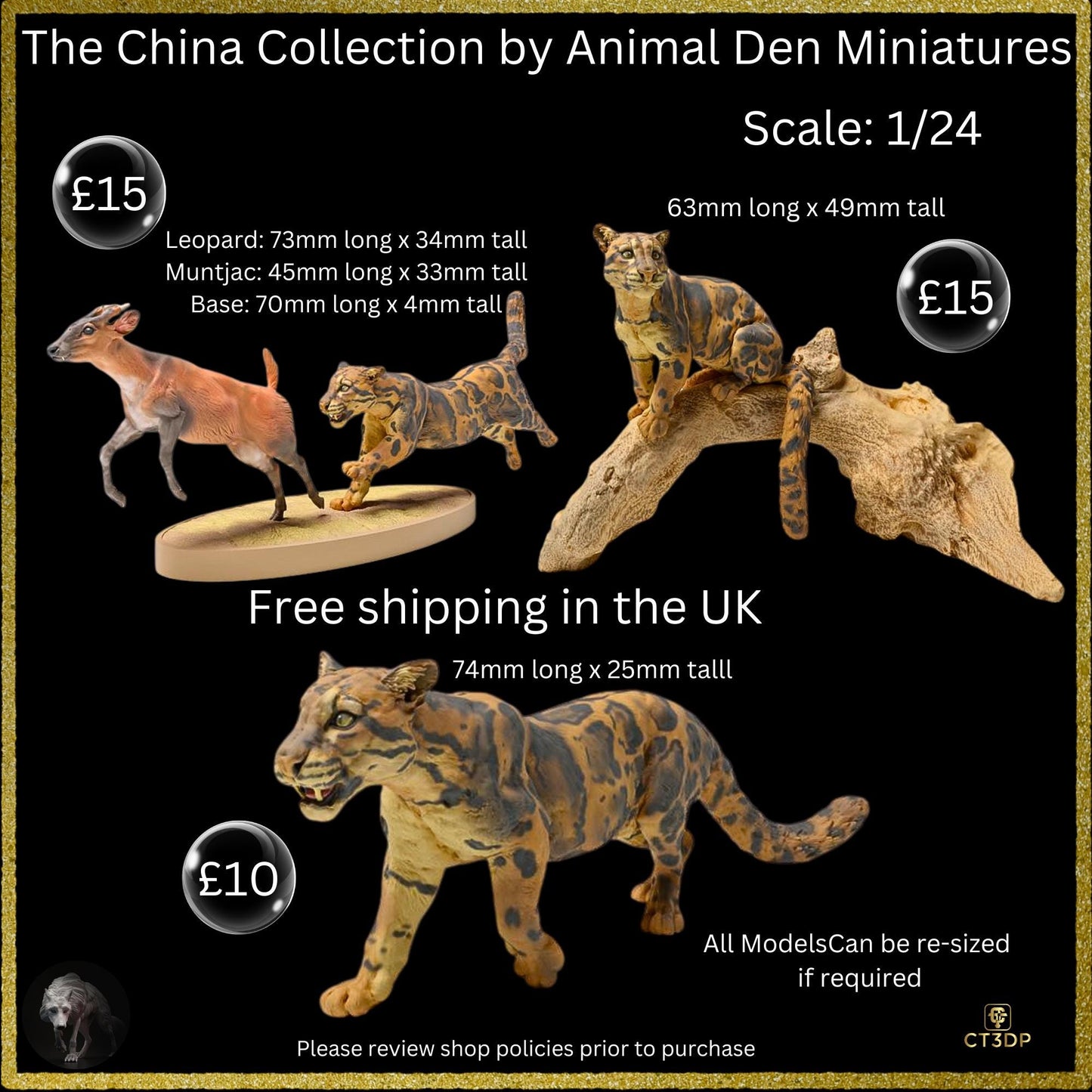 Clouded Leopard Miniature Figurine - Animal Den Collectible