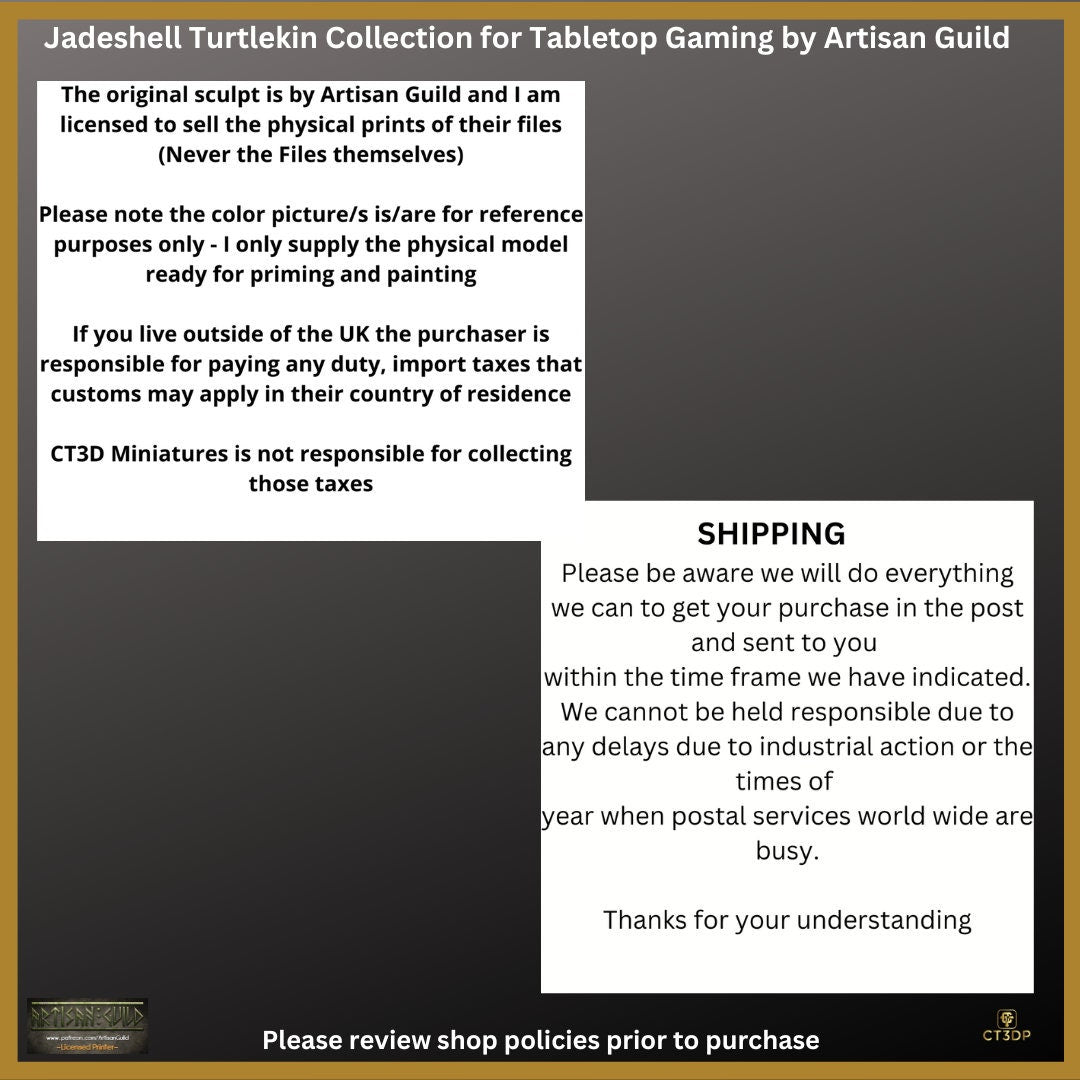 Jadeshell Turtlekins Miniatures: Artisan Guild RPG TTRPG Roleplay