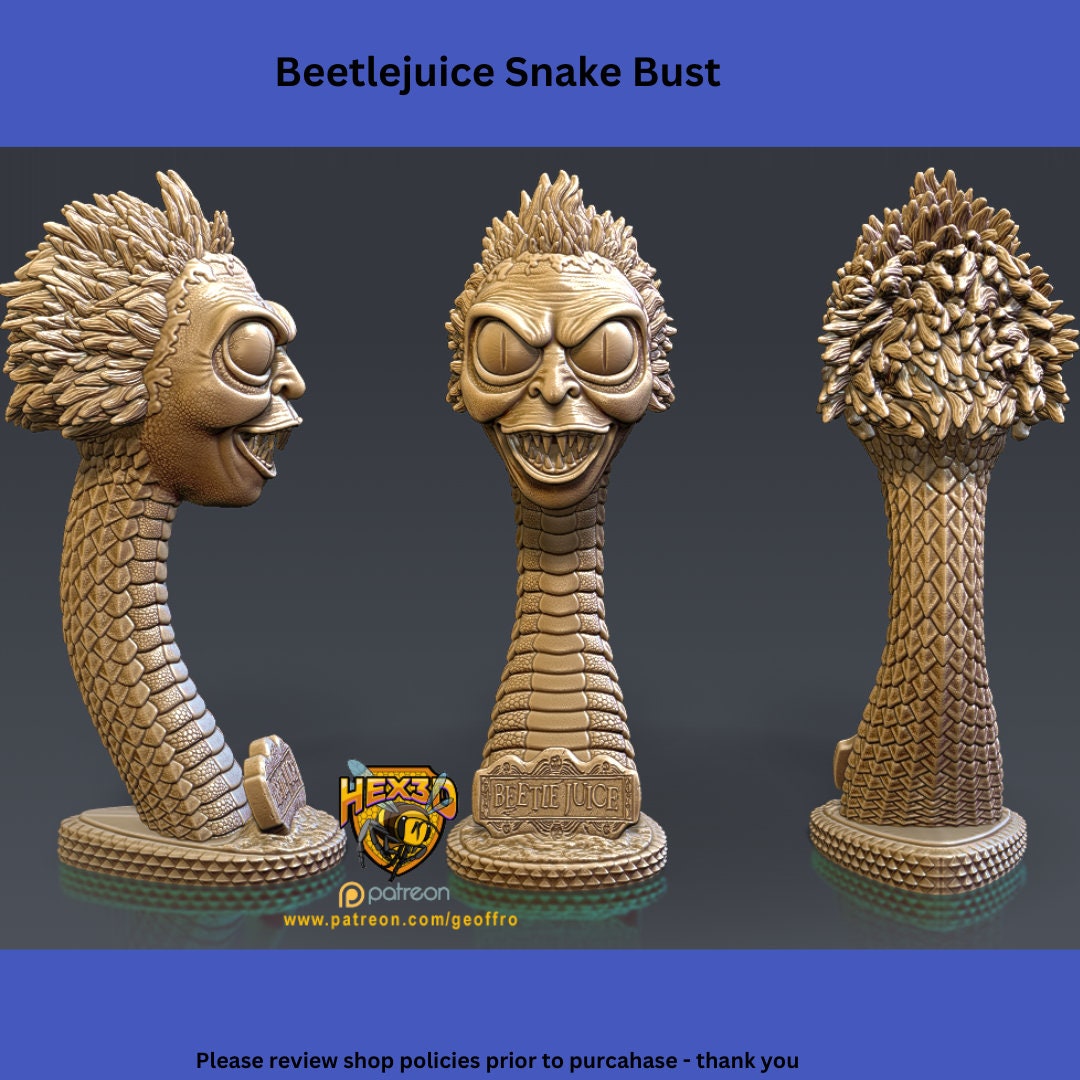 Beetlejuice Snake Bust: Miniature Halloween Model