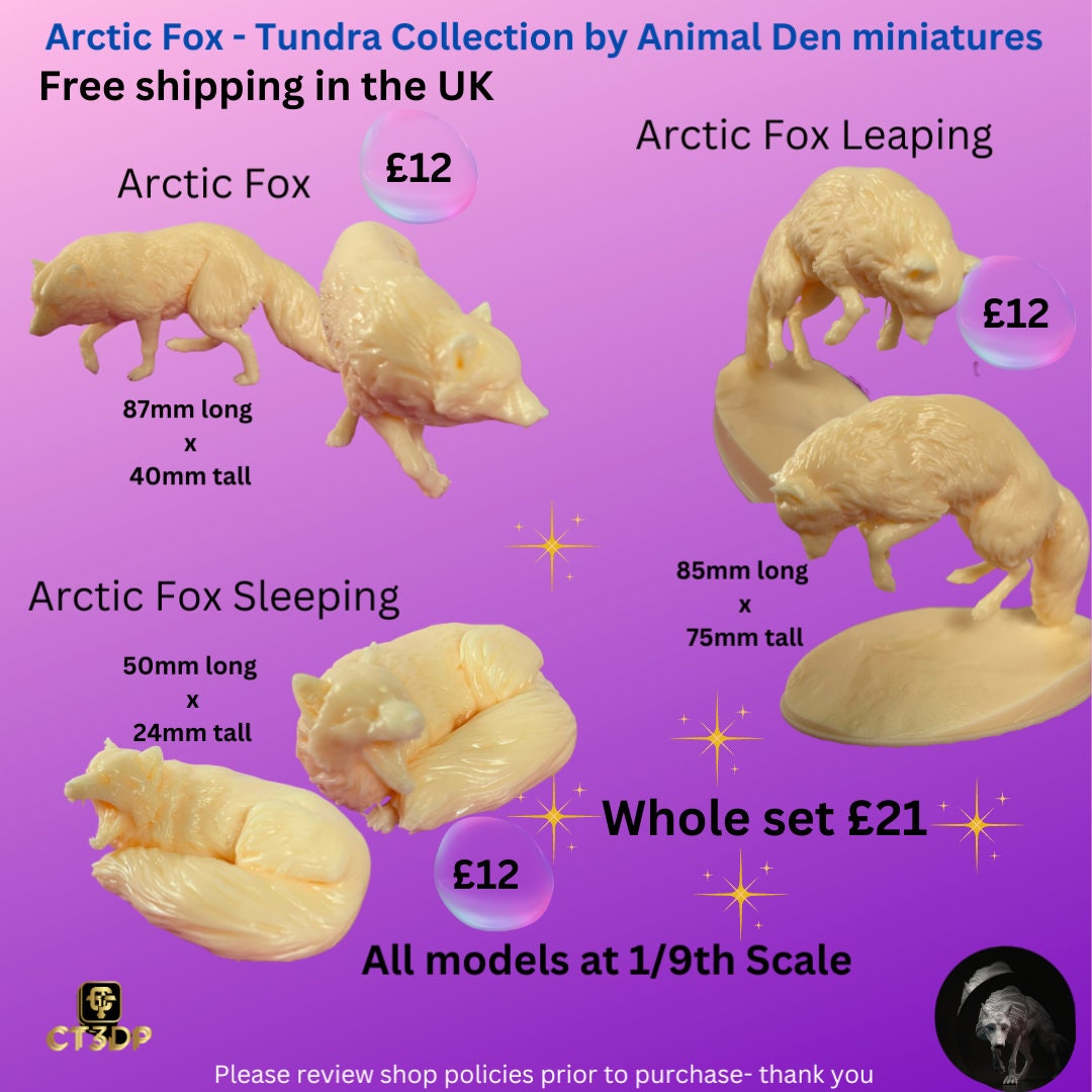 Arctic Fox Miniature: Tundra Animal Den Collection, 1/9th Scale
