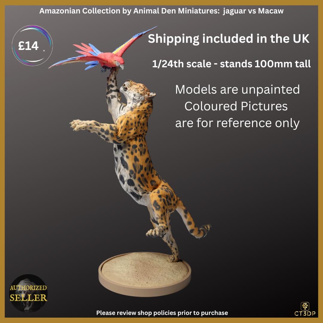 Jaguar vs Macaw Miniature: Amazon Animal Den Model