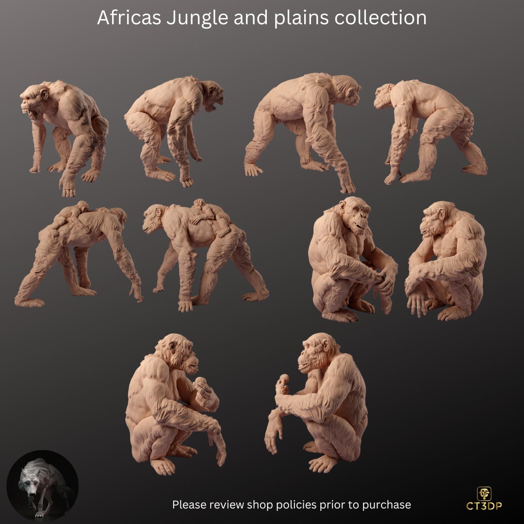 Africa Jungle and Plains Collection - Chimpanzees by Animal Den Miniatures