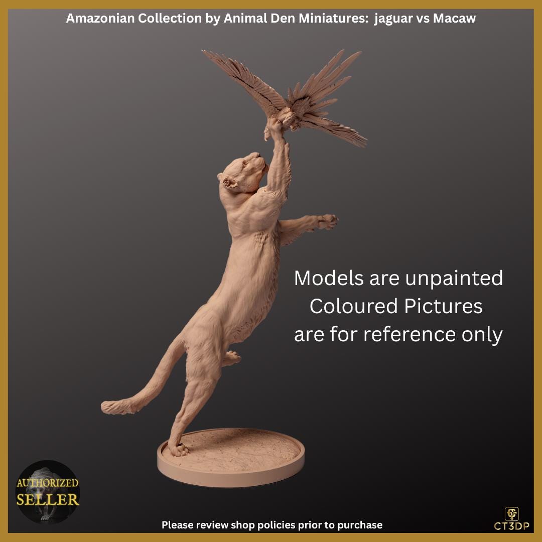 Jaguar vs Macaw Miniature: Amazon Animal Den Model