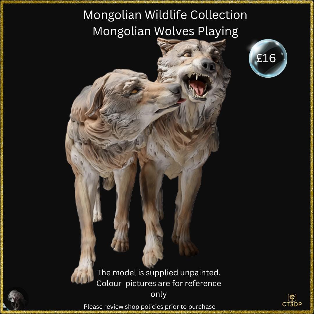 Mongolian Wolves Figurine: Wildlife Collection, Detailed Model