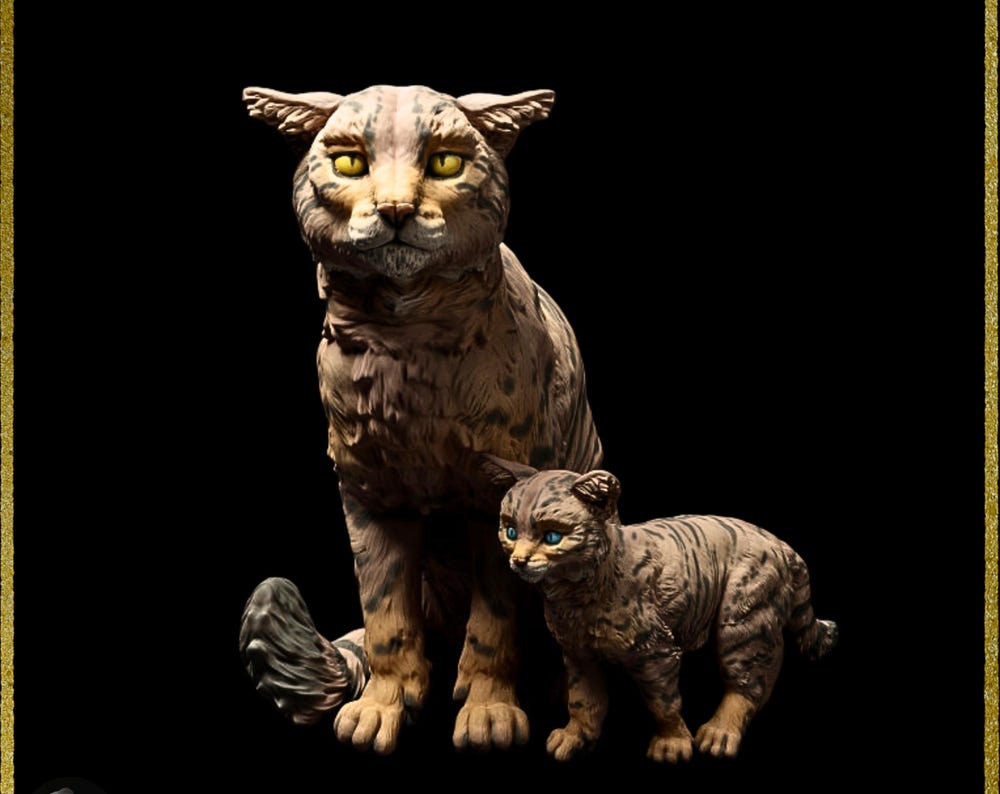 3D Printed Scottish Wildcat Family Miniatures