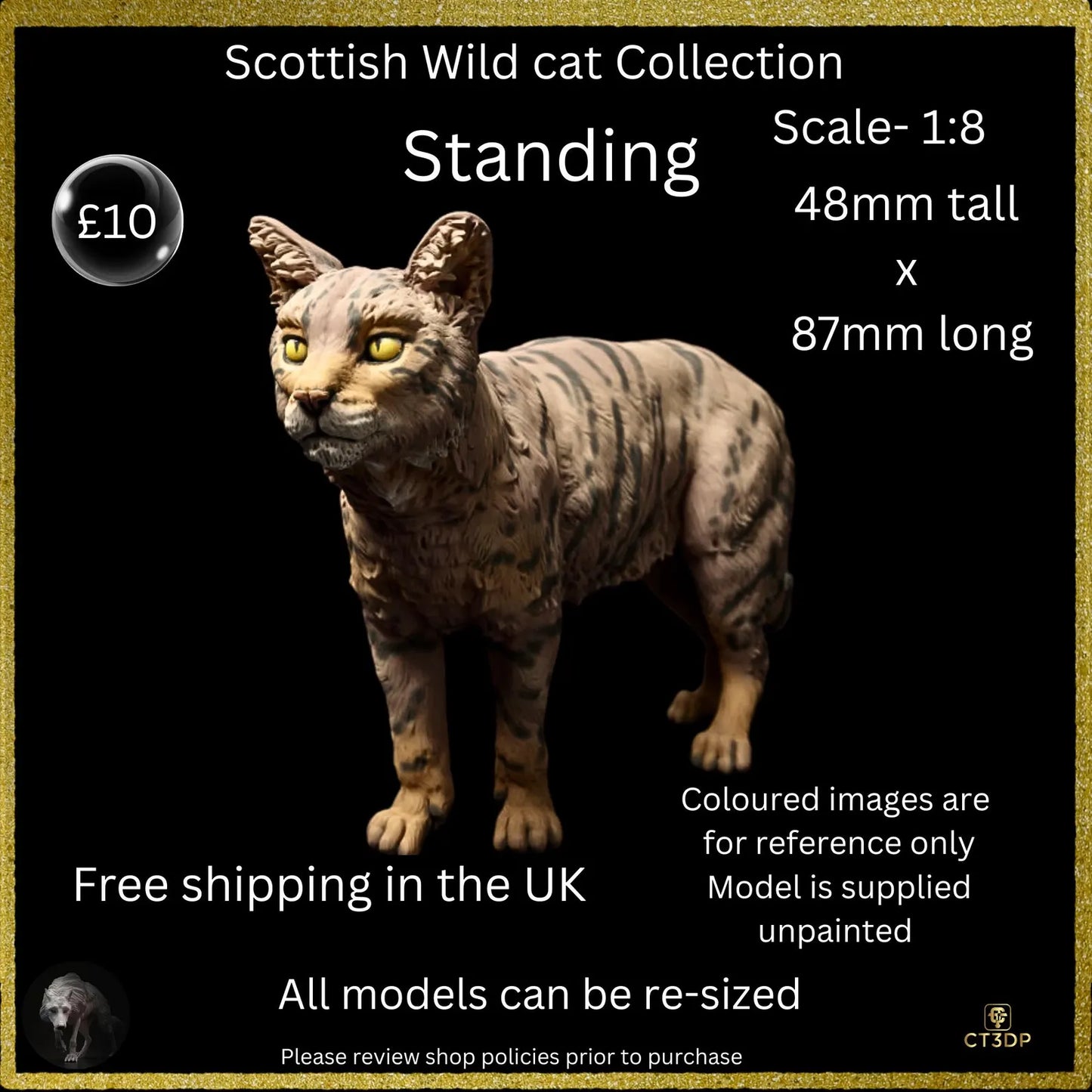 3D Printed Scottish Wildcat Family Miniatures