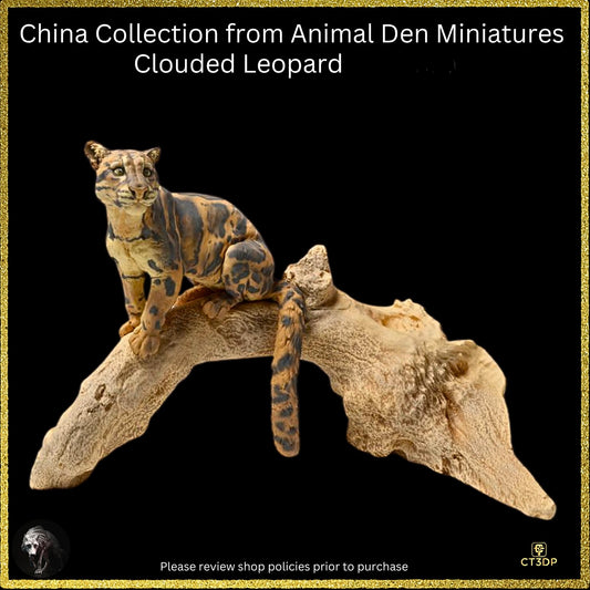 Clouded Leopard Miniature Figurine - Animal Den Collectible