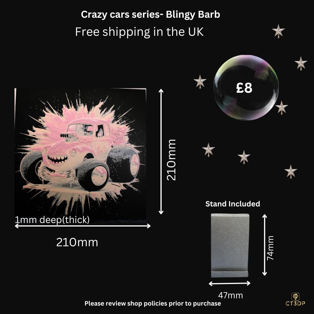 Crazy Cars - Here is Bling Barb-Super cool 3D printed picture of yet another iconic car
