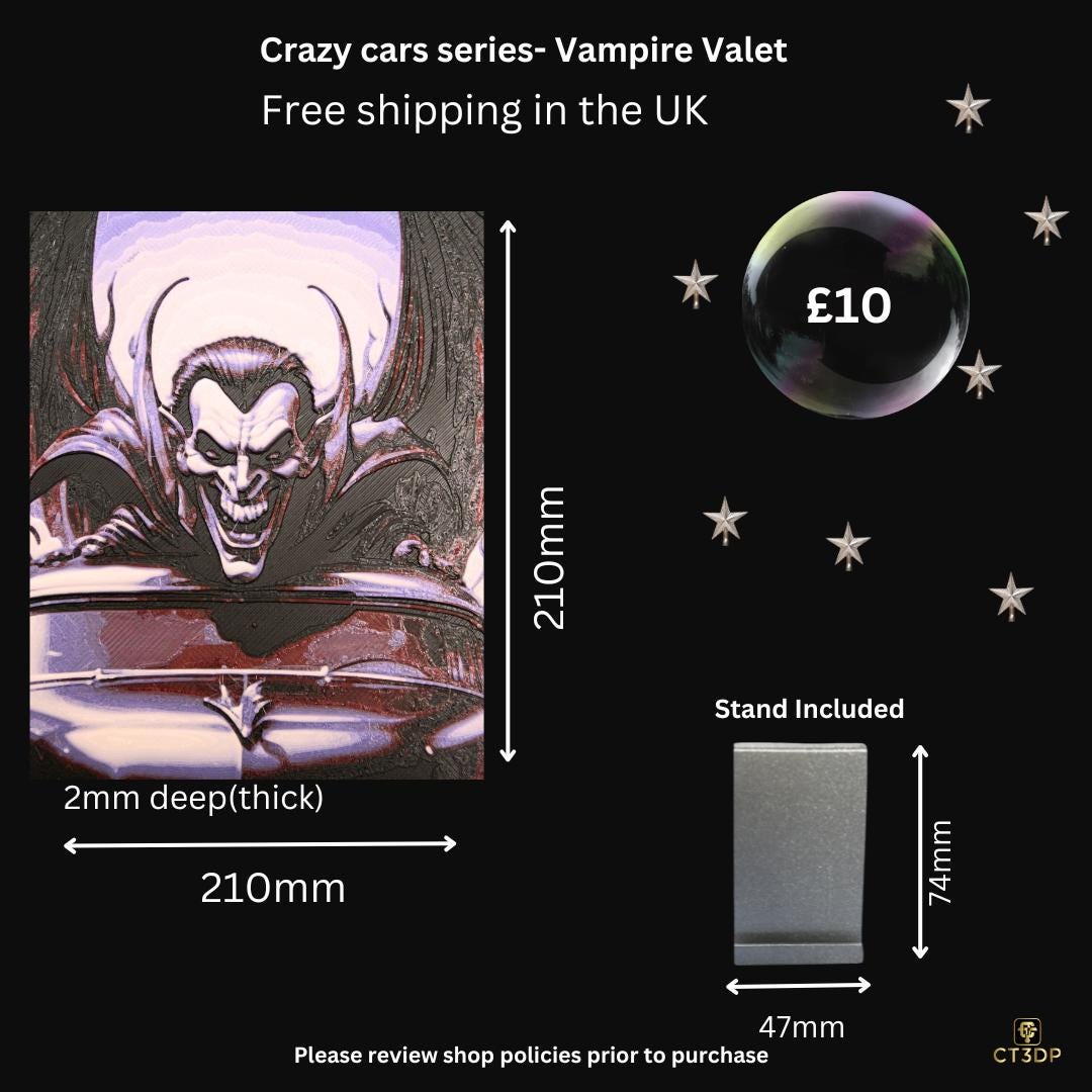 Crazy Cars- Vampire Valet -A 3D Printed painting of an unusual Car - fully 3D and great texture