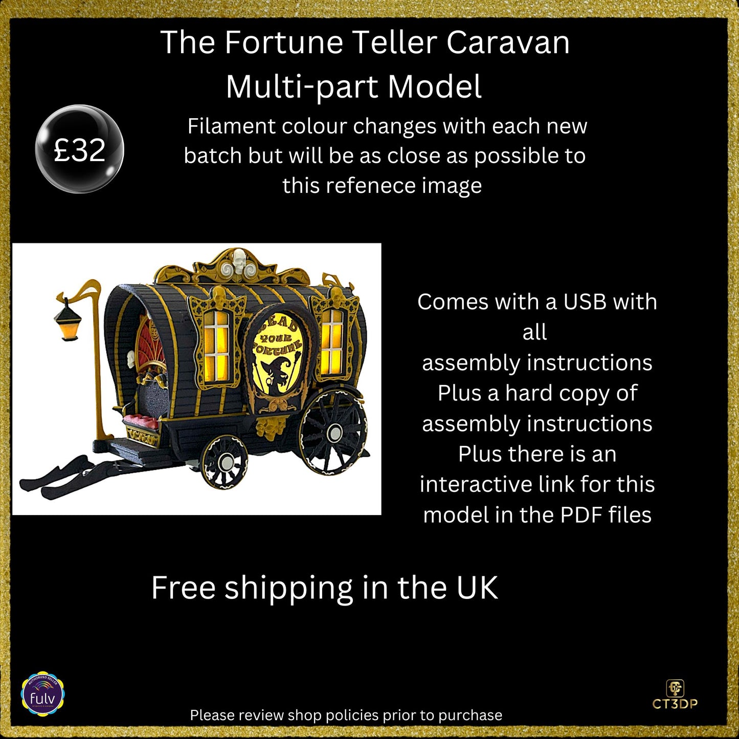 The Fortune Teller Caravan is here. A multi-part model that is easily assembled and has lighting
