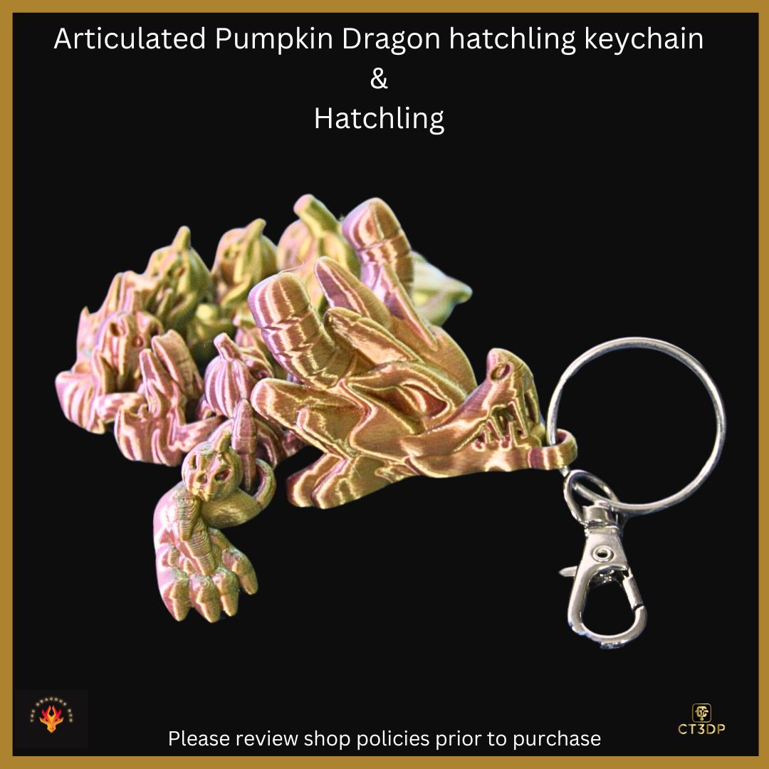 Articulated Pumpkin Dragon Hatchling & Keychain