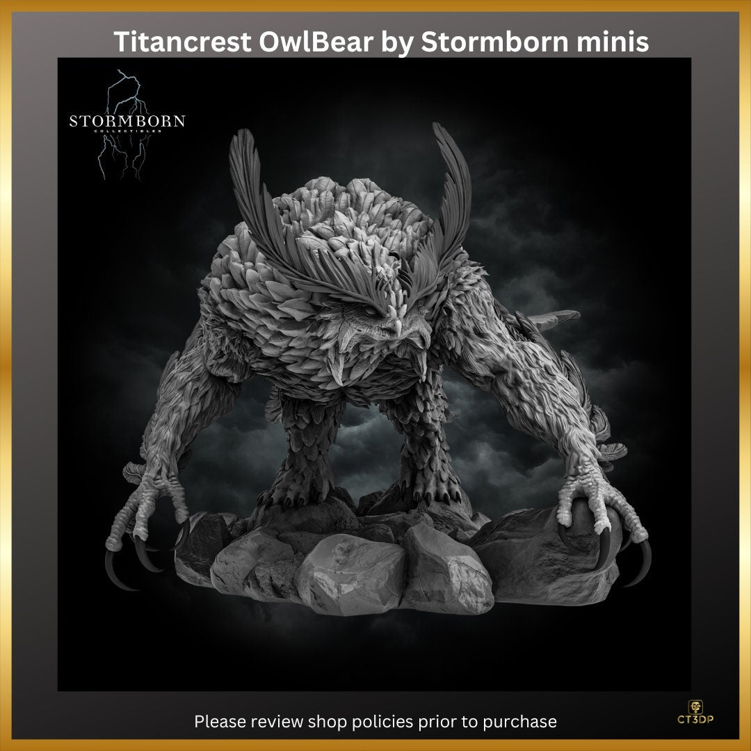 From Stormborn Miniatures comes a new take on Titancrest Owlbear- wonderfully detailed