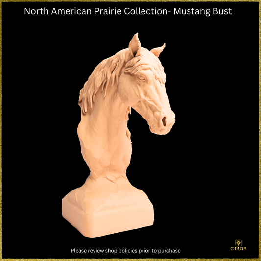 3D resin printed Mustang Bust from the North American Prairie collection