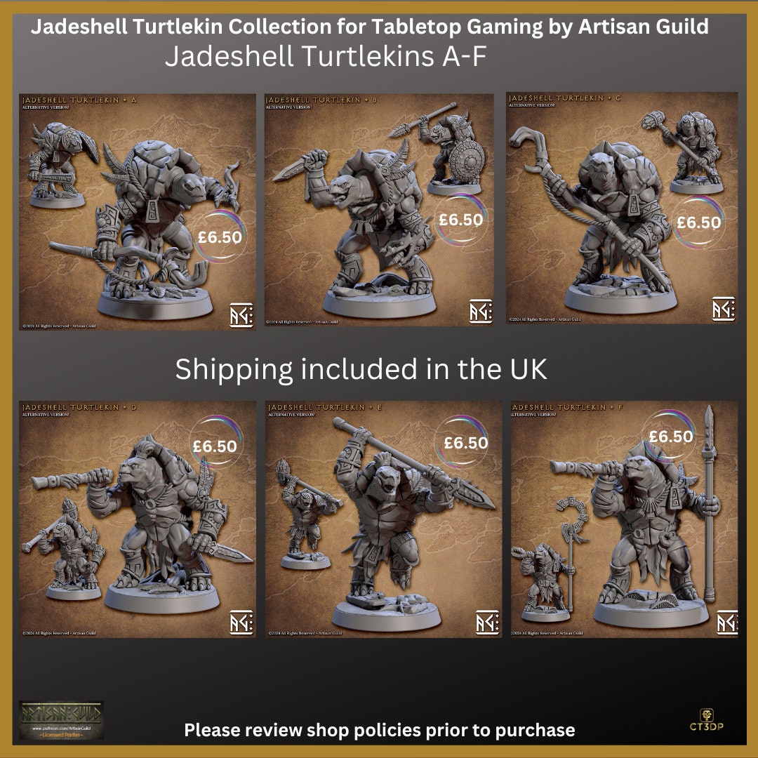 Jadeshell Turtlekins Miniatures: Artisan Guild RPG TTRPG Roleplay