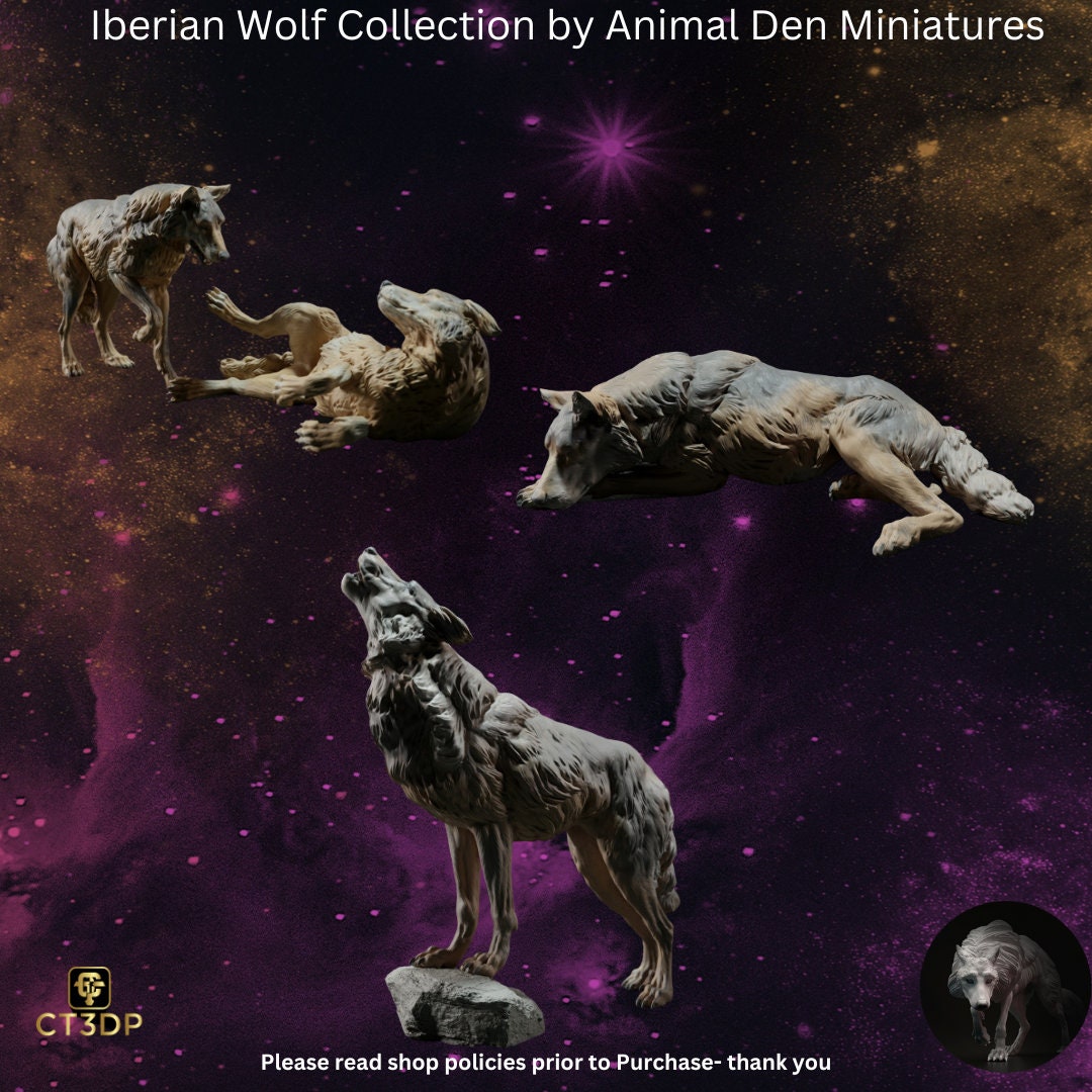 Iberian Wolf Miniature: 1/16th Scale Animal Den Collection