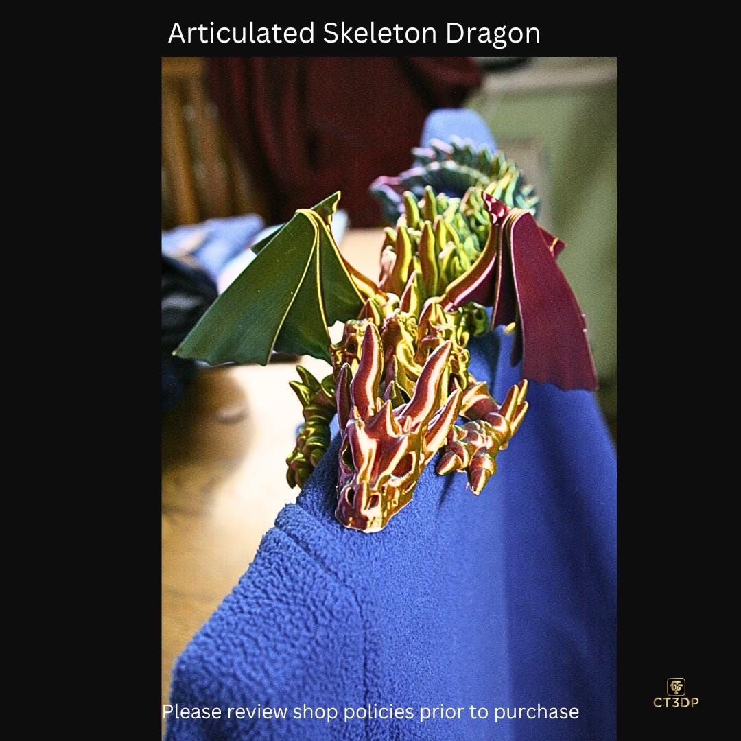 Articulated Skeleton Dragon - Tricolour Filament