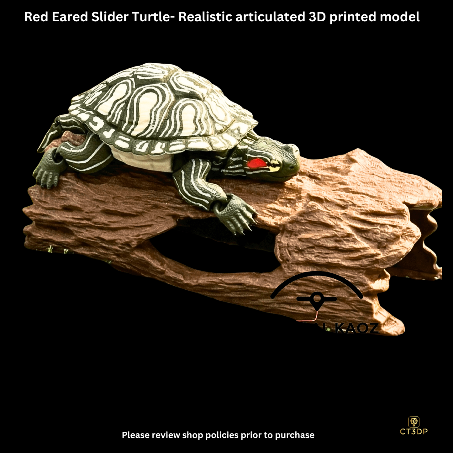 Realistic Filament Red Eared Slider Turtle