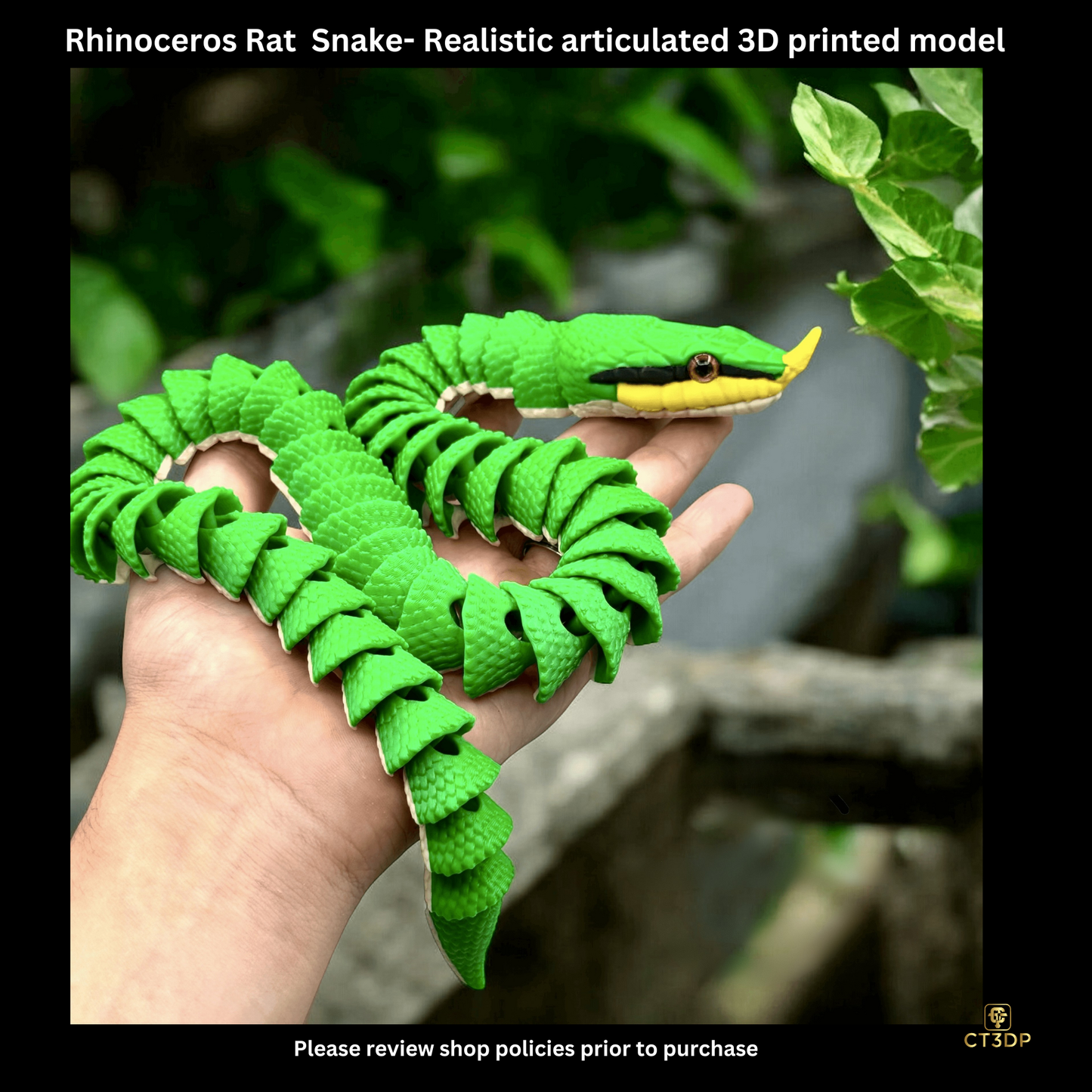 Realistic Filament Rhinoceros Rat Snake