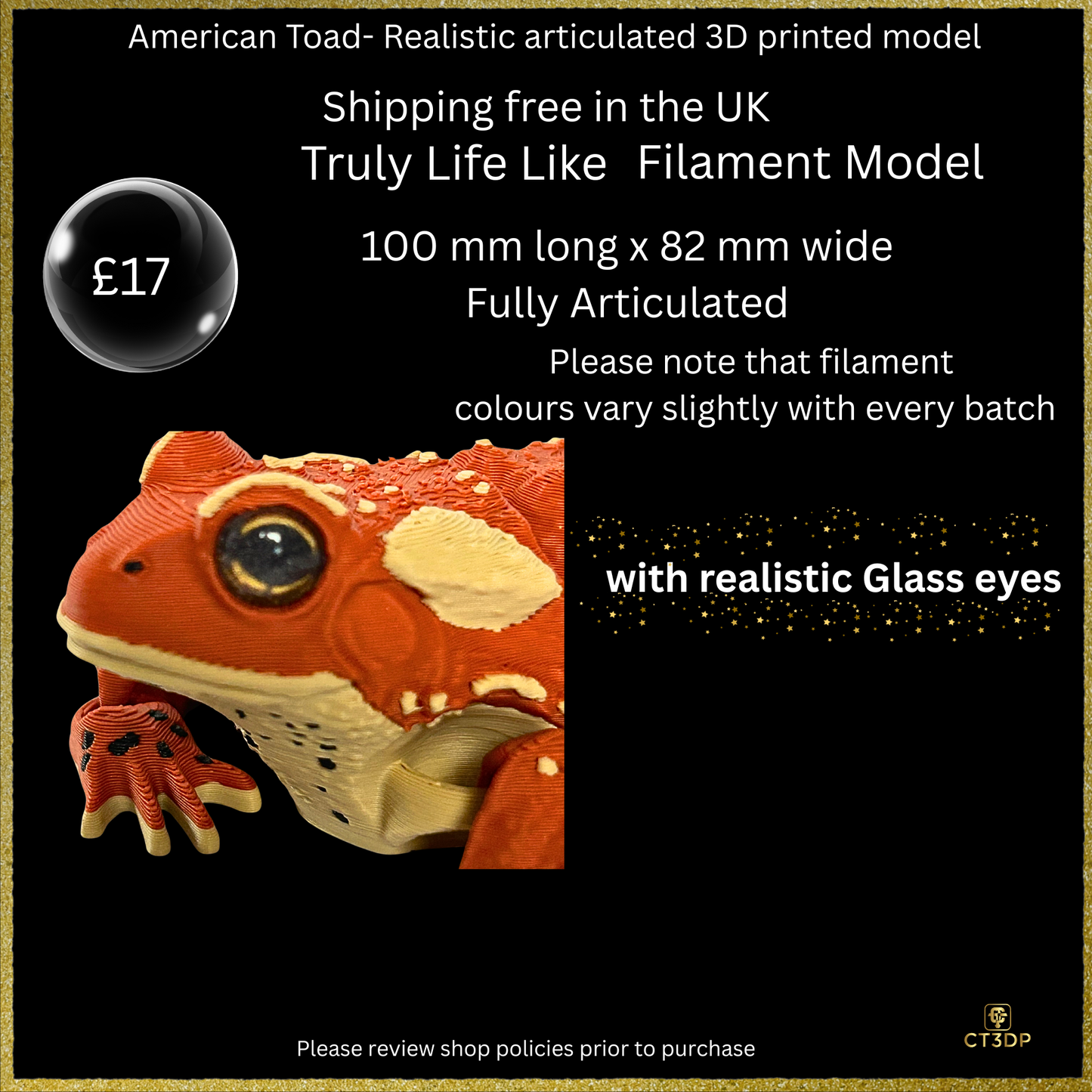 Realistic Filament American Toad