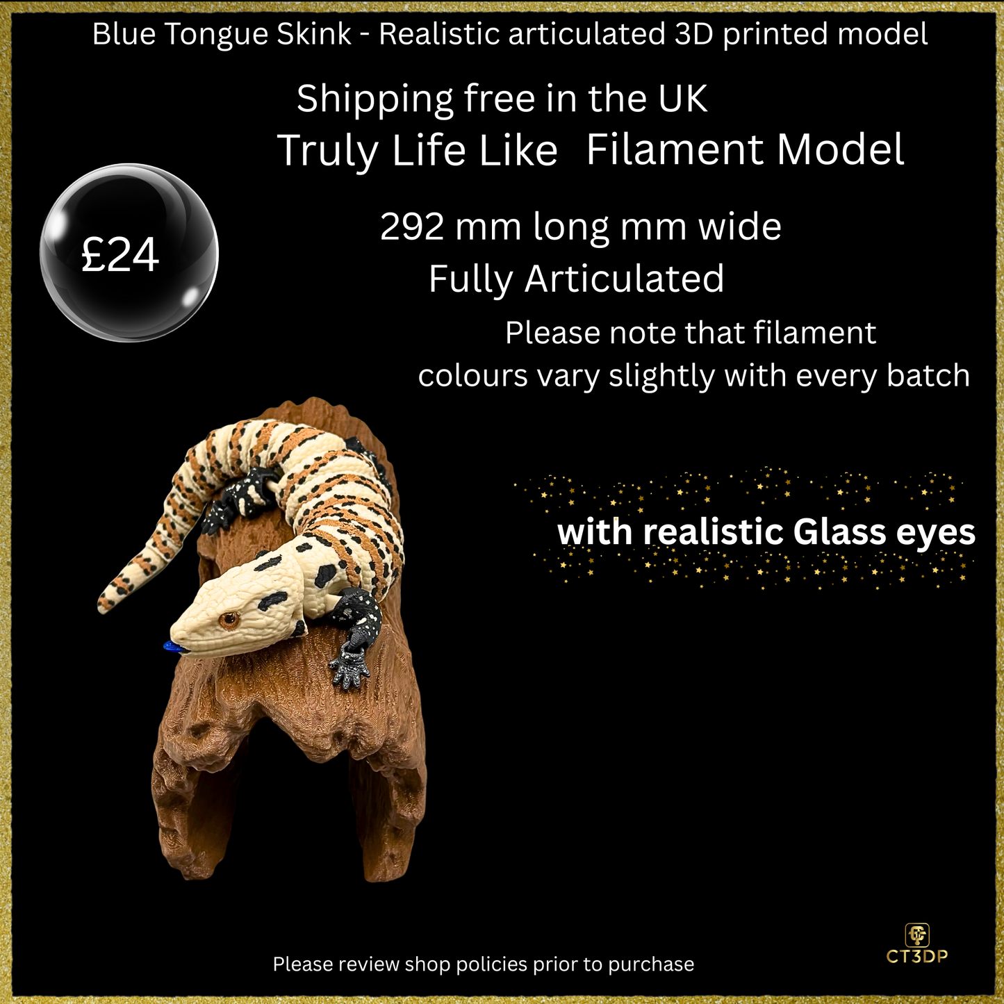 Realistic Filament Blue Tongue Skink