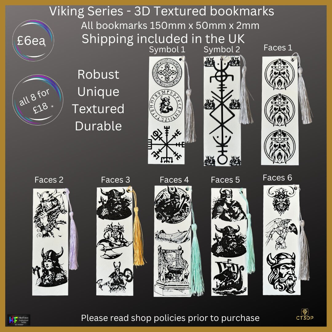 Viking Series 3D Textured Bookmarks - Robust and unique