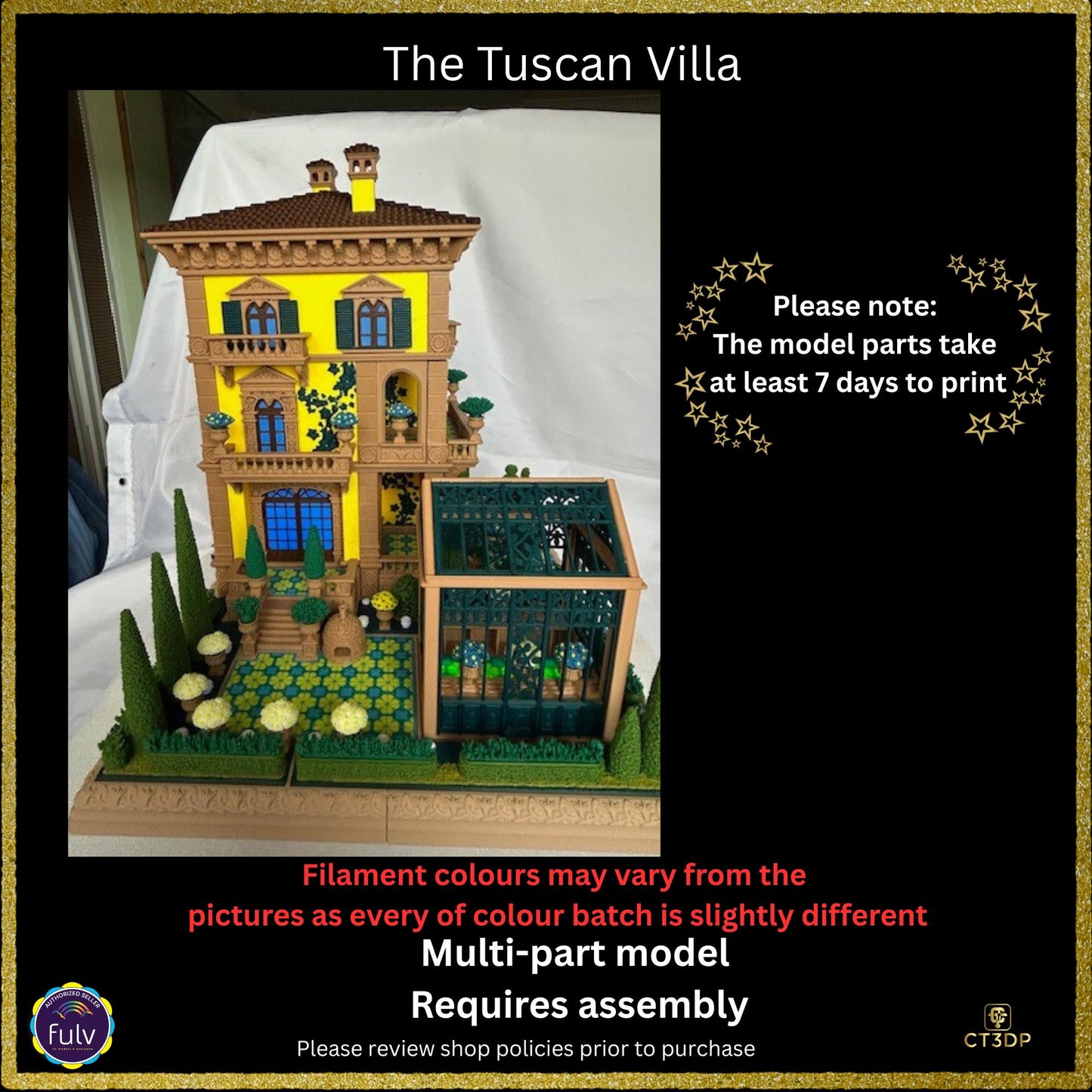 3D Printed Tuscan Villa Model Kit with Remote Lighting
