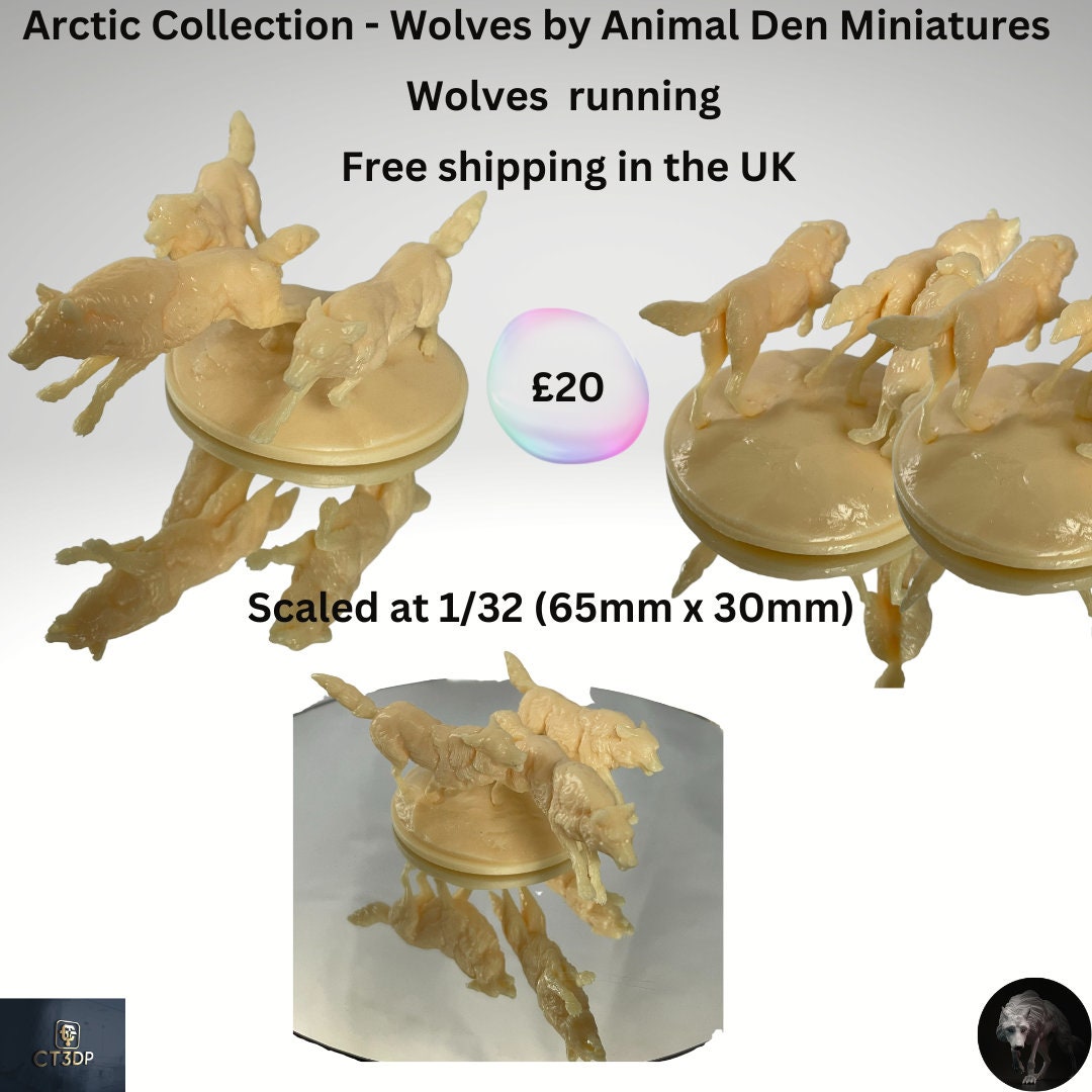 Fighting Wolves Miniature: Arctic Collection, 1/32 Scale