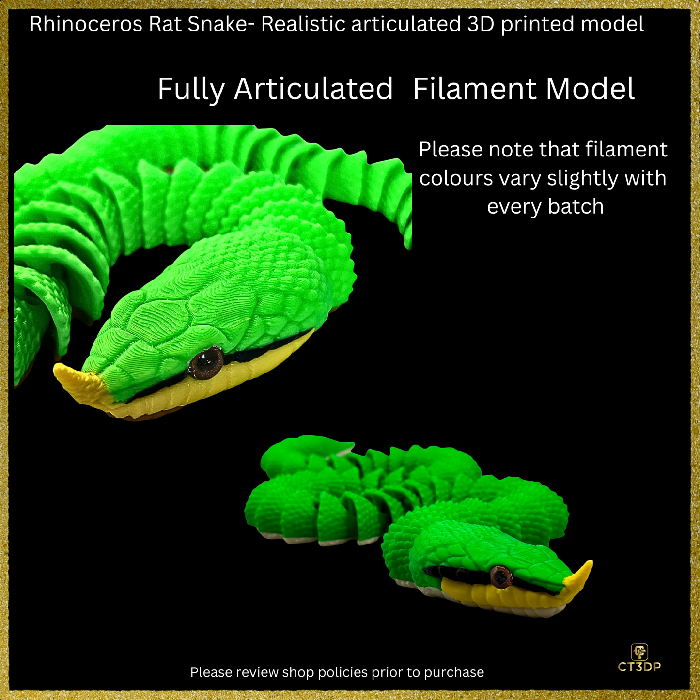 Realistic Filament Rhinoceros Rat Snake