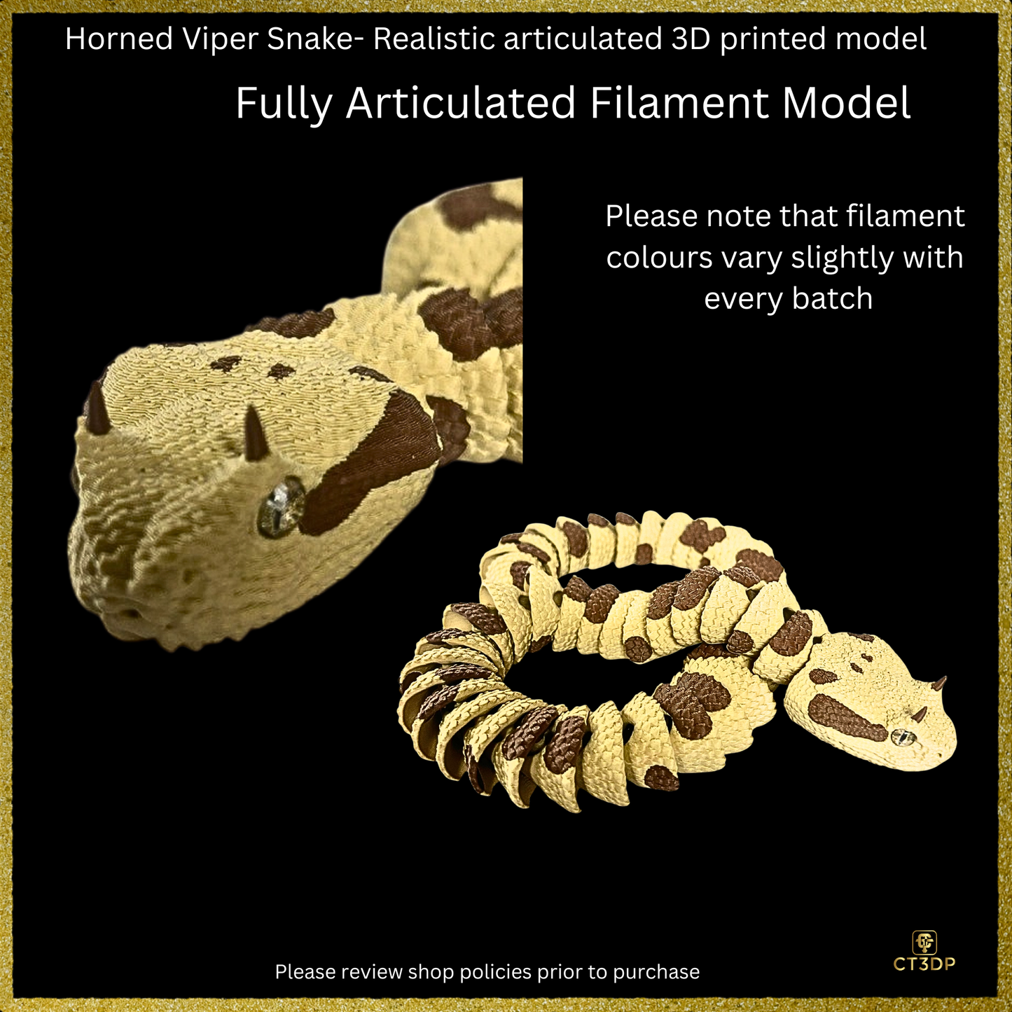 Realistic Filament Horned Viper Snake