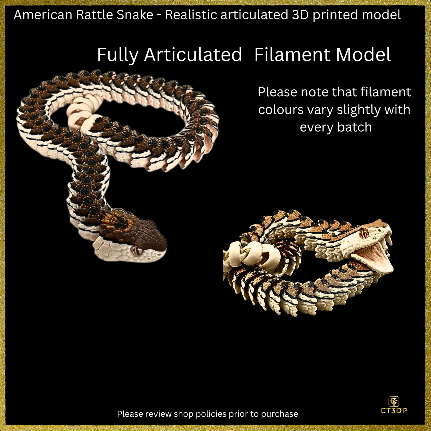 Realistic Filament American Rattle Snake